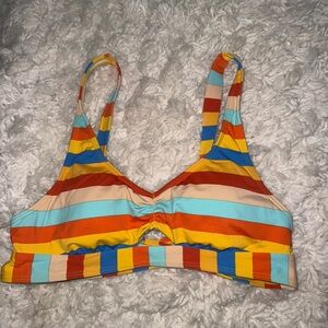 Billabong Orange and Blue Striped Bikini top